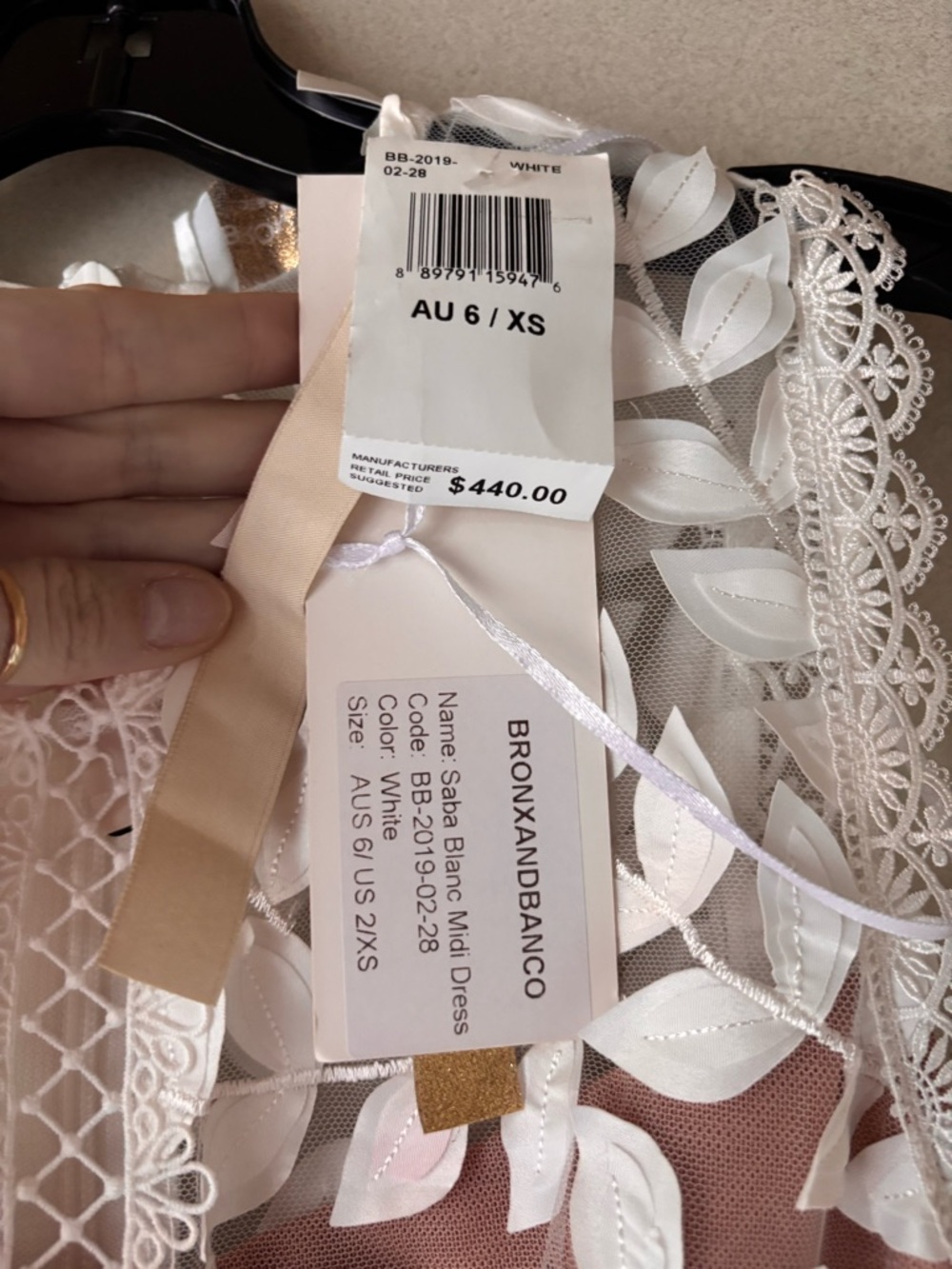 Bronx and Banco White Lace Appliqué Maxi Gown with Nude Lining - Picture 12 of 12